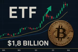 Amerikanska spot-bitcoin-ETF:er uppvisar stark utveckling med inflöden på 1,8 miljarder dollar